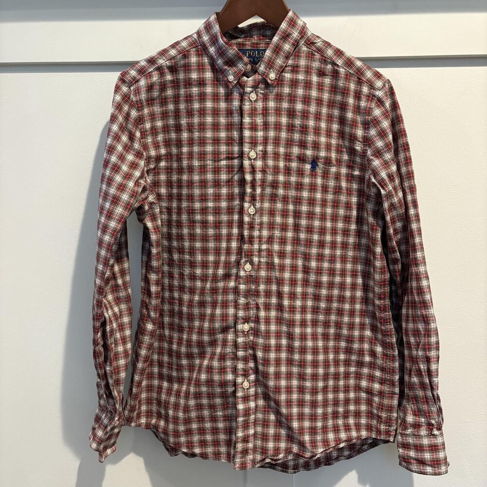 Polo Ralph Lauren Shirt Boys XL 18-20 Tartan Plaid Long Sleeve Mens‎ S Holiday